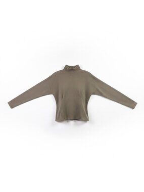 Express Womens Taupe Polyester Cotton Turtleneck Style Long Sleeve Top Size L